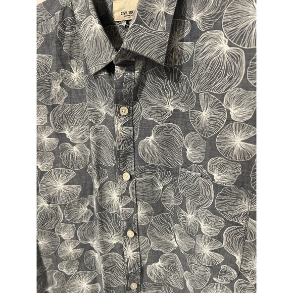 Men's Chambray Linen Blend Short Sleeve Button Up, Size XL, 1373-V - Picture 2 of 4